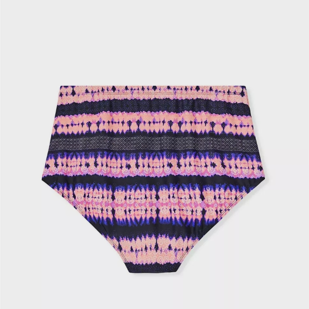 Pink & purple tie-dye medallion high waist swim bottom